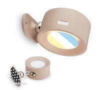 BRILONER Sticklights Rechargeable Wall Light Without Wiring and Drilling with Battery, Touch, dimmable, CCT, magnetically Removable, Sticky Wall Lights, Battery lamp, 9 x 7.5 x 4 cm, Beige