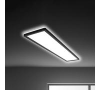 Briloner Tava LED ceiling light, black, plastic, 98cm, backlight