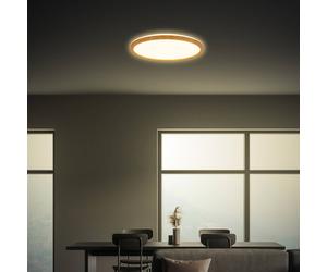Briloner Tava Wood LED ceiling light, Ø 29 cm, plastic, 3,000 K