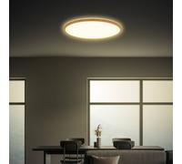 Briloner Tava Wood LED ceiling light, Ø 42 cm, plastic, 3,000 K