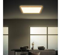 Briloner Tava Wood LED ceiling light, 42 x 42 cm, plastic, 3,000 K