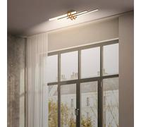Briloner Tinka LED ceiling lamp, wood-coloured/black, length 78 cm