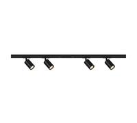 Briloner - Track Light, Rail Lighting System, Starter Set, Dimmable 4X GU10 Adjustable Spotlights, Extendable, Ceiling Light Rail, Ceiling Light, Spotlight, 1.5 m, Black