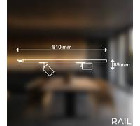 Briloner Track lighting system extension, white, 80 cm rail, 2 spotlights
