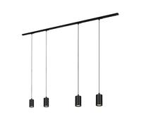 BRILONER - Track System Rail Complete Set, 4X GU10 Pendant, Feed, Track System Ceiling, Spotlight Rail, Ceiling lamp, Ceiling Light, Pendant lamp, Pendant Light 1.5m, Black