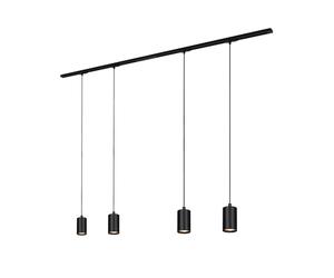 BRILONER - Track System Rail Complete Set, 4X GU10 Pendant, Feed, Track System Ceiling, Spotlight Rail, Ceiling lamp, Ceiling Light, Pendant lamp, Pendant Light 1.5m, Black