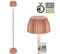 BRILONER - LED Rechargeable Floor Lamp, IP44 Waterproof, Touch Control, max. 19x124 cm, Dimmable, Memory Function, Replaceable Modules, 2in1 Table and Floor Light, German Design Award, Copper