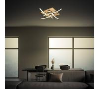 Briloner Vinka LED ceiling light, 4-bulb, 47x47 cm, wood-effect