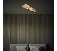 Briloner Vinka LED ceiling light, 55 x 14 cm, 2-bulb, wood-effect