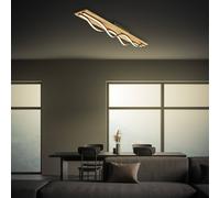 Briloner Vinka LED ceiling light, 98 x 11 cm, 2-bulb, wood-effect