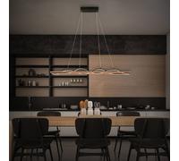 Briloner Vinka LED pendant light, 2-bulb, length 98 cm, wood-effect