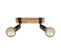 BRILONER - Vintage Ceiling Light Rotatable, 2X E27 Socket, max. 25W, Retro, Wooden Base, spot Lights Ceiling, 2 spot Lights, Ceiling Lights Living Room, Kitchen Lights Ceiling,28x10x9 cm, Wood-Black