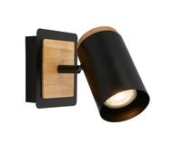 BRILONER - Wall Light, Adjustable, GU10 Socket, max. 10W, Wall lamp, Indoor, Lounge, Bedroom, Bedside, Kitchen, 12x14,5 cm, Black-Wood