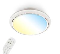 BRILONER - LED Ceiling Light with Fan, Remote Control, Adjustable CCT and Dimmable Lighting, 6 Speeds, LED Fan, Ceiling Fans, Lights Living Room, Lights for Bedroom, 14 x 17.5 cm, White