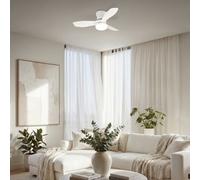 BRILONER - LED Ceiling Light with Fan, Remote Control, Quiet DC Motor with 3 Speeds, Adjustable CCT and Dimmable Lighting, Removable Blades, LED Fan, Ceiling Fans, Living Room, 60x19 cm, White