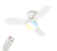 BRILONER - LED Ceiling Light with Fan, Remote Control, Quiet DC Motor with 3 Speeds, Adjustable CCT and Dimmable Lighting, Removable Blades, LED Fan, Ceiling Fans, Living Room, 60x19 cm, White