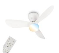 BRILONER - LED Ceiling Light with Fan, Remote Control, Quiet DC Motor with 3 Speeds, Adjustable CCT and Dimmable Lighting, Removable Blades, LED Fan, Ceiling Fans, Living Room, 78x26 cm, White