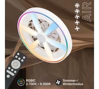BRILONER - LED Ceiling Light with Fan, Remote Control, Quiet DC Motor with 5 Speeds, RGBIC Lighting, CCT, Dimmable, LED Fan, Ceiling Fans, Lights Living Room, 48 x 15 cm, White