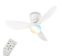 BRILONER - LED Ceiling Light with Fan, Remote Control, Quiet DC Motor with 3 Speeds, Adjustable CCT and Dimmable Lighting, Removable Blades, LED Fan, Ceiling Fans, Living Room, 78x26 cm, White