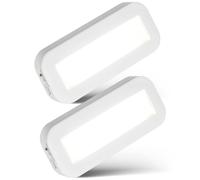 BRILONER - Battery Under Cabinet Light 2-Pack with Rechargeable LED, Neutral-White Illumination and Adhesive Mounting, Kitchen Under Cabinet Lighting, LED Lights for Cupboard, 15 x 6.5 x 2 cm, White