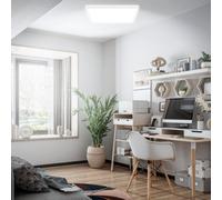BRILONER - LED Panel with EEC A Light Source, 14,2 W at 3000lm, Slim Design, CCT, Indirect Light, LED Ceiling Panel, Living Room, Kitchen Lights Ceiling, Office Lights, 42x42x3 cm, White