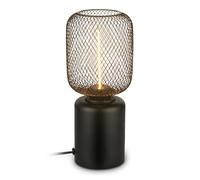 BRILONER - Wire Mesh Table Lamp, Cable Switch, E27 Socket, Night Light, Decorative Lighting for Hallway or Office, Reading Light, 10x25cm, Black