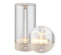 BRILONER - Wireless LED Table lamp with 4-Level Touch Control, Filament Design, Warm White Light, USB-C Charging, Bedside lamp, Reading lamp, LED lamp, Table Light, Battery lamp, 7x14.5 cm, Beige