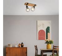 Briloner Wood Basic ceiling light, 2-bulb