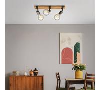 Briloner Wood Basic ceiling light, 3-bulb