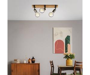 Briloner Wood Basic ceiling light, 3-bulb
