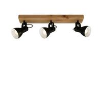 Briloner Wood Black Retro 3 Way Ceiling Light Spotlight Gu10 Adjustable Spots 480mm