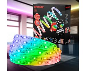Briloner Your Stripe Starter Set 2 m IP44 Splash Protection App Voice Control 3 m Cable Colourful RGBW Can Be Shortened Outdoor LED Strip LED Light Strip Patio Decoration