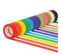 Brilovent 12 Rolls Coloured Masking Tape, Rainbow Craft Tape Painting Tape Adhesive for DIY Scrapbooking Crafts, Classroom Decorations, Art Lab, 20mm x 13m