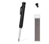 Brilovent Mechanical Carpenter Pencil with 6 Refills & Built-In Sharpener, Long Head Deep Hole Marker Pencil for Builders, Construction, Architect, Woodworking for Drawing Writing