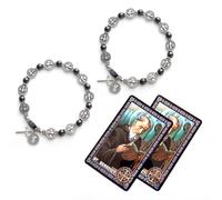 Brilucky 2 Pcs St Benedict Bracelets with Saint Benedict Medals and Crucifix,Catholic Rosary Bracelet with Prayer Card for Women Men Gift,Medalla De San Benito Rosary Jewelry
