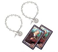Brilucky 2 Sets St Benedict Bracelets with Saint Benedict Medals and Crucifix,Catholic Rosary Bracelet with Prayer Card for Women Men Gift,Medalla De San Benito Rosary Jewelry