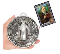 Brilucky 5.5 x 5 Inch St Benedict Medal Wall Art, Catholic St Benedict Crucifix for Door Hanger, Mexican Wall Art Decor, Escapularios Catolicos, Medalla De San Benito (Silver)