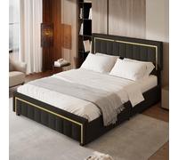 BRILVERDE 5ft Double Storage Bed Frame 150x200cm,Ottoman Bed with Hydraulic Storage,Adjustable Headboard,Velvet, Without Mattress