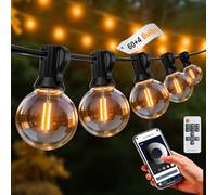 Brilvibera G40 Festoon Lights Outdoor Mains Powered 46.5M,APP & Remote | 2700K Dimmable String Guinguette Outdoor Interior, 60+4 Waterproof IP44 Unbreakable Bulbs for Terrace, Garden, Party