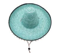 Brim Sombrero Hat with Multicolor Braided Accent Trim | Festive Sombrero Styling, Lightweight and Breathable Woven Straw, Adjustable Cord for Festivals and Stage