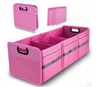 BriMall Car Boot Organiser XL 100L Stylish Pink - Foldable Trunk Organiser with Multi-Compartments, Perfect for Women & Ladies for a Tidy Car, Travel, Groceries & Everyday Use