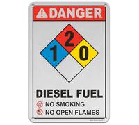 Brimar - 12" x 18" - NFPA Diesel Fuel 1-2-0 Sign - .063″ Engineering Grade Reflective Aluminum - Hazard Warning - Bold Text