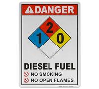 Brimar - 7" x 10" - NFPA Diesel Fuel 1-2-0 Sign - .040″ Engineering Grade Reflective Aluminum - Hazard Warning - Easy Installation