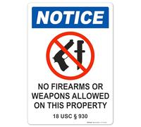 Brimar - 7" x 10" - No Firearms or Weapons Sign - 3.5 Mil InfiniStick™ Vinyl Label - Clear And Bold Message - Easy Installation