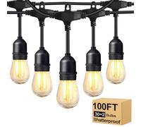 BRIMAX 100FT Festoon Lights Mains Powered,Outdoor String Lights Linkable