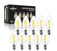 BRIMAX 10PACK E14 Led Light Bulb Cool White,6W E14 Small Screw Light Bulb | Dimmable,E14 Cool White Bulb 5000K, 60W Equivalent,C35 Candle Light Bulbs for Ceiling Lights and Chandelier