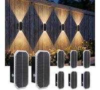 BRIMAX 8Pack Solar Fence Lights Outdoor, IP65 Waterproof Solar Wall Lights