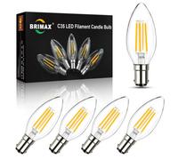 BRIMAX Dimmable LED Filament Candle Bulb B15 Small Bayonet Screw Cap Light Bulbs