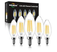 BRIMAX E14 Candle Bulb Dimmable 4W,Small Edison Screw Bulb Warm White,5Pack