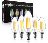 BRIMAX E14 LED Candle Bulb Dimmable 6W 60W Warm White 2700K SES Chandelier Bulbs